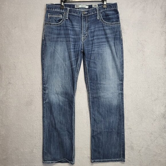 BKE Jeans Mens 36R 36x31 Derek Bootcut Stretch Denim Whiskered Western Casual - Picture 3 of 12